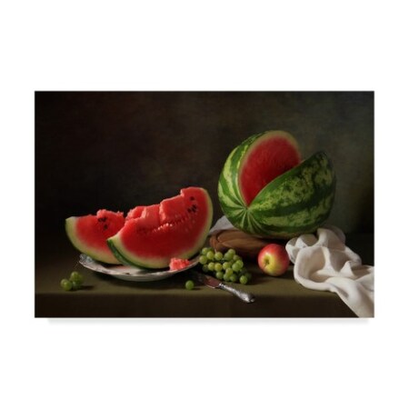 Trademark Fine Art Tatiana Skorokhod 'Still Life With Watermelon And Grapes' Canvas Art, 22x32 1X07892-C2232GG